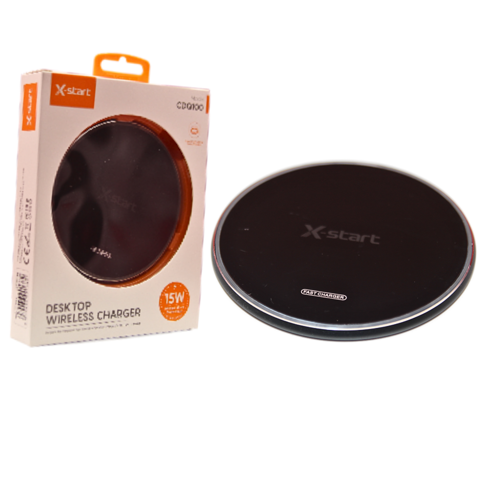 Încărcător Wireless Desktop 15W - Negru, Încărcare Rapidă cu Lumină Colorată