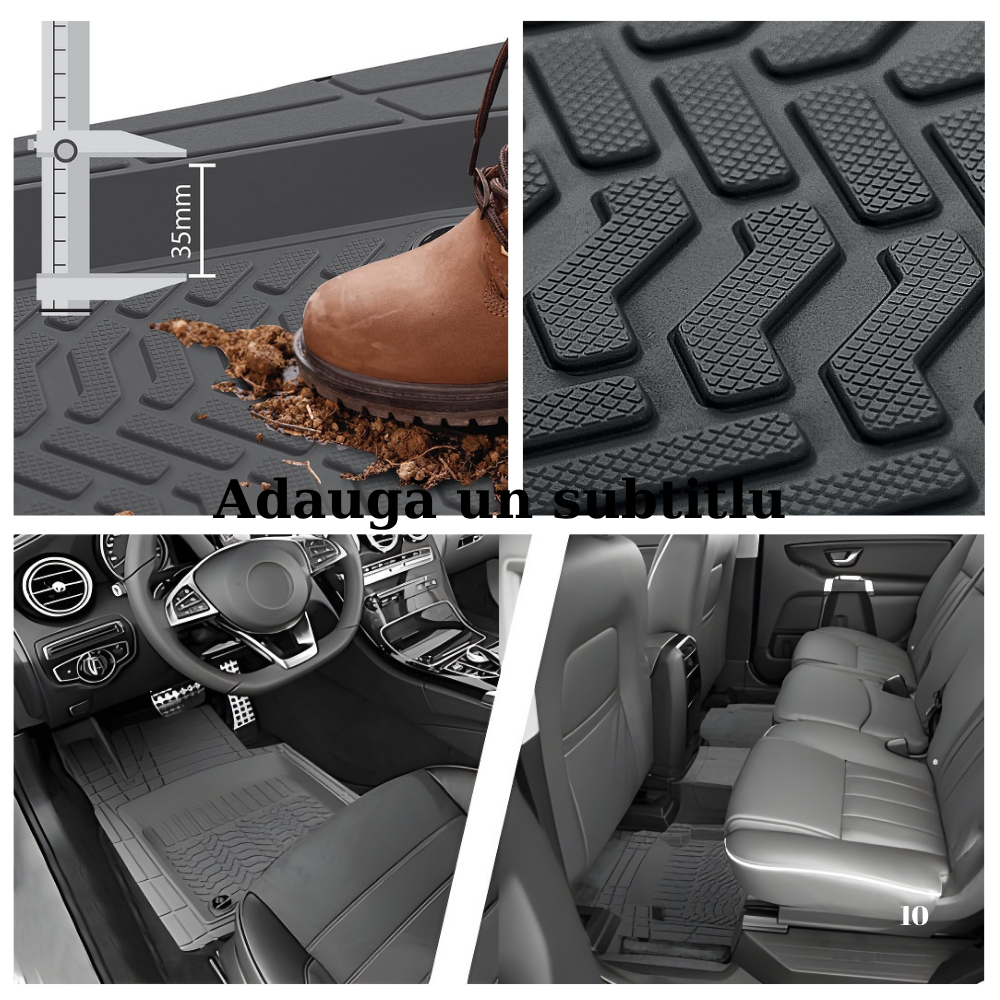 Covorașe Auto Cauciuc 4D Tăviță Promats®, Set 4 Buc