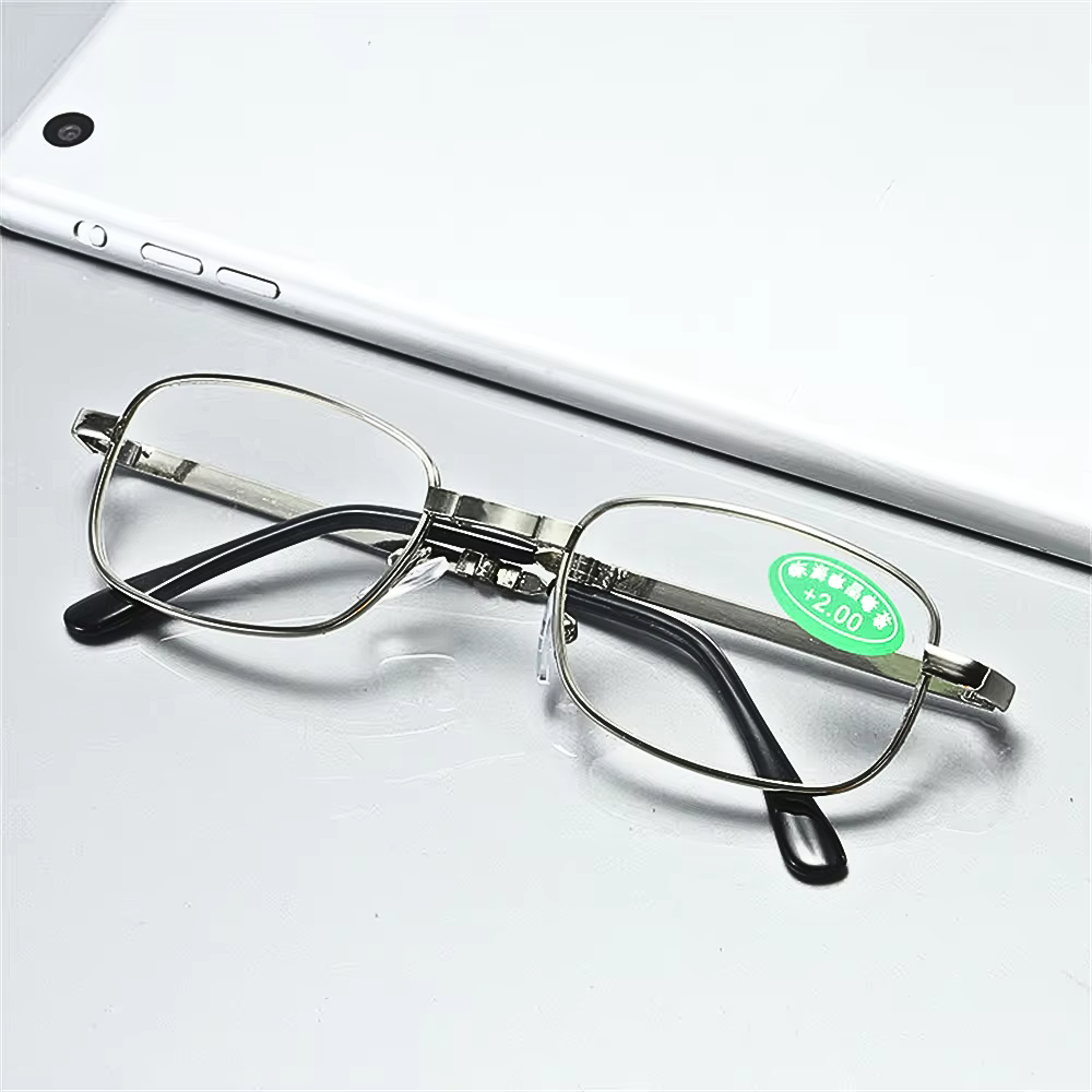 Ochelari Pliabili de Lectură Anti-Lumină Albastră, Argintiu, Unisex, Metalici, +1.0 până la +4.0, Cu Cutie de Protecție