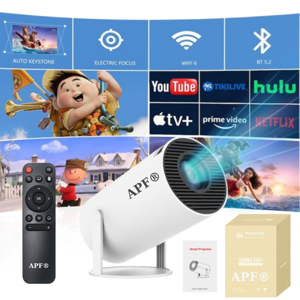 Proiector Portabil APF® HY300 PRO HD, Android 11, Wifi6, 4K, 1280x720P, 280 ANSI Lumeni – Home Theatre Compact și Versatil