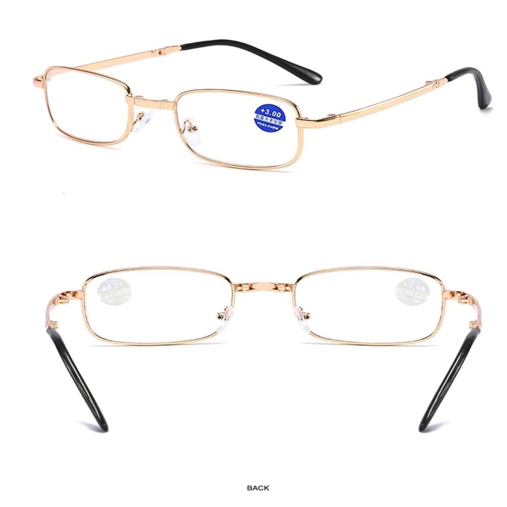 Ochelari Pliabili de Lectură Anti-Lumină Albastră, Auriu, Unisex, Metalici, +1.0 până la +4.0, Cu Cutie de Protecție (Copy)