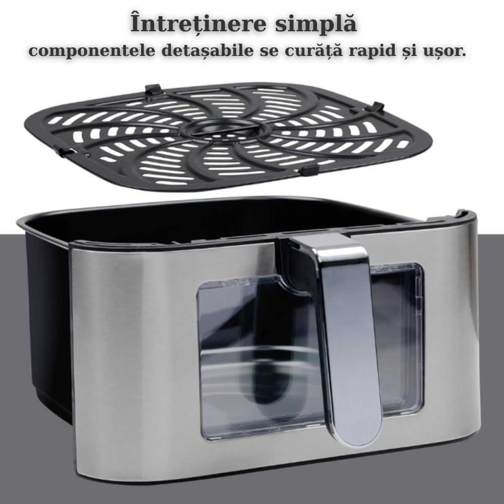 Friteuza cu aer cald TOBI, 12L, 2400W, fereastra transparenta, temperatura reglabila