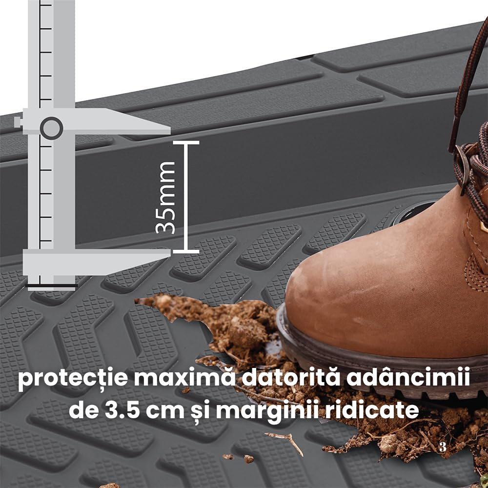 Covorașe Auto Cauciuc 4D Tăviță Promats®, Set 4 Buc