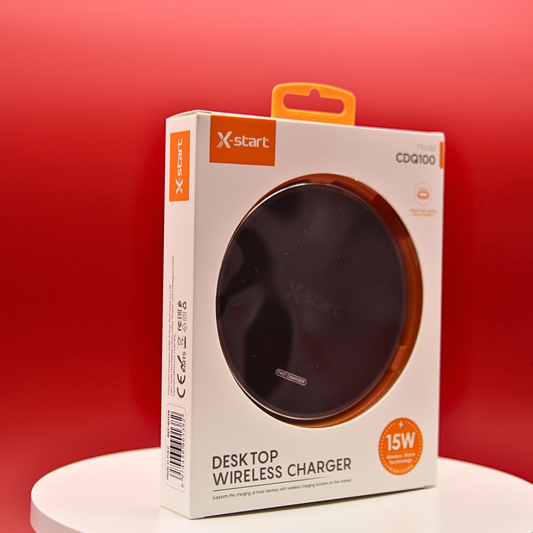 Încărcător Wireless Desktop 15W - Negru, Încărcare Rapidă cu Lumină Colorată