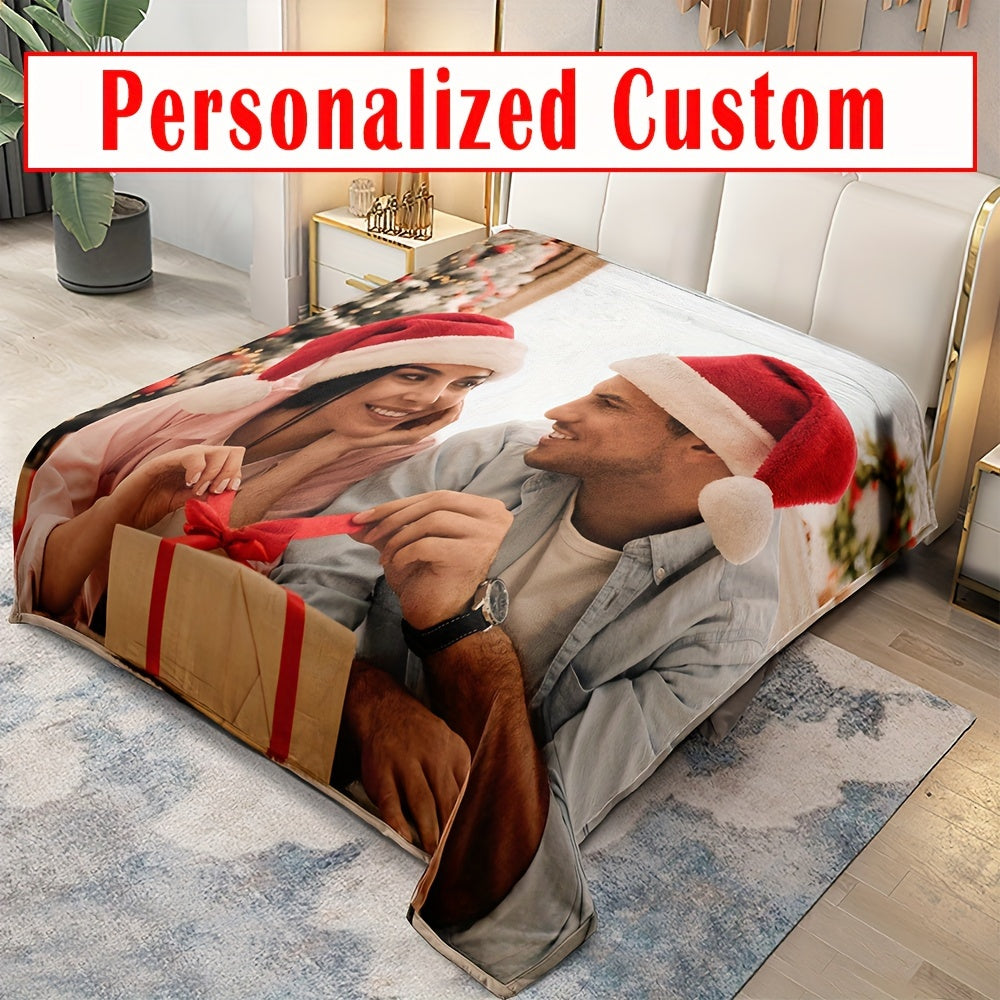 Pătură Personalizată din Flanel cu Foto și Text - Reversibilă și Lavabilă
