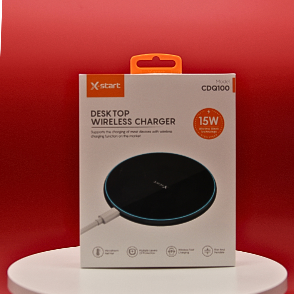 Încărcător Wireless Desktop 15W - Negru, Încărcare Rapidă cu Lumină Colorată