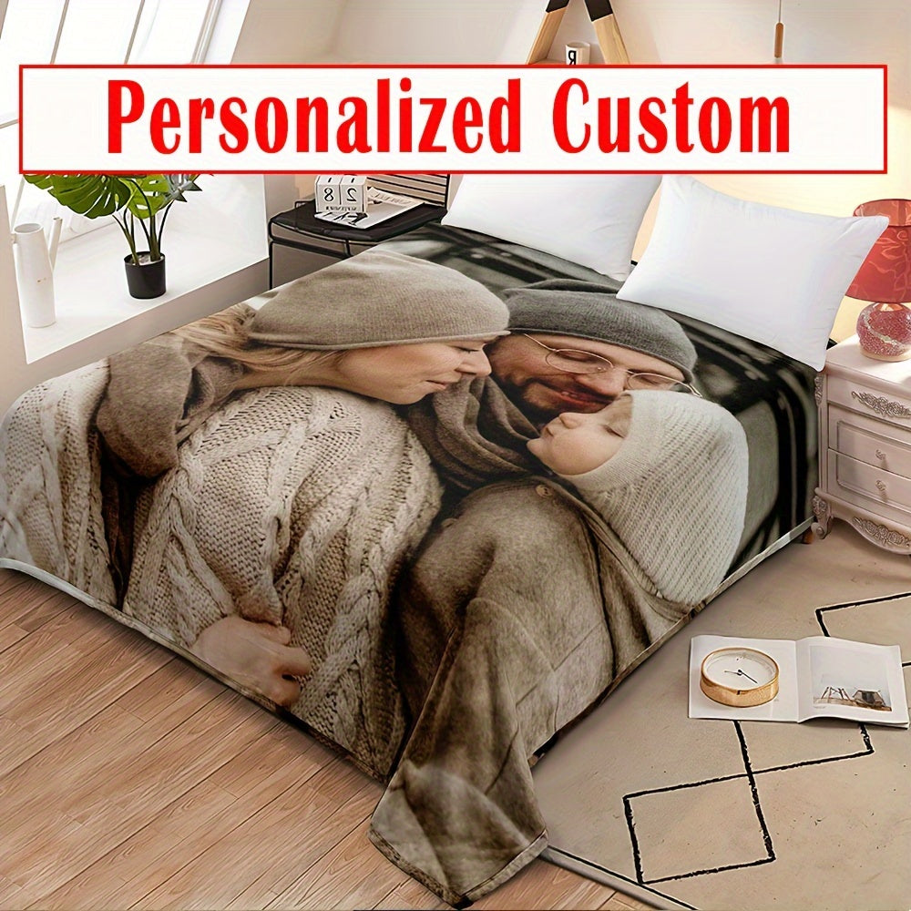 Pătură Personalizată din Flanel cu Foto și Text - Reversibilă și Lavabilă