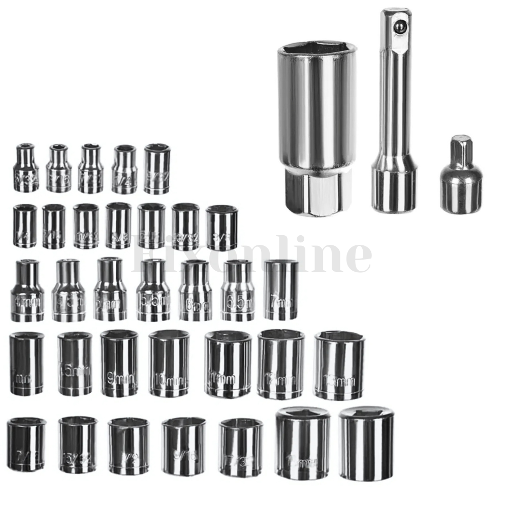 Set Chei Tubulare Micro, 34 Piese - Unelte pentru Reparații Auto și Uz Casnic