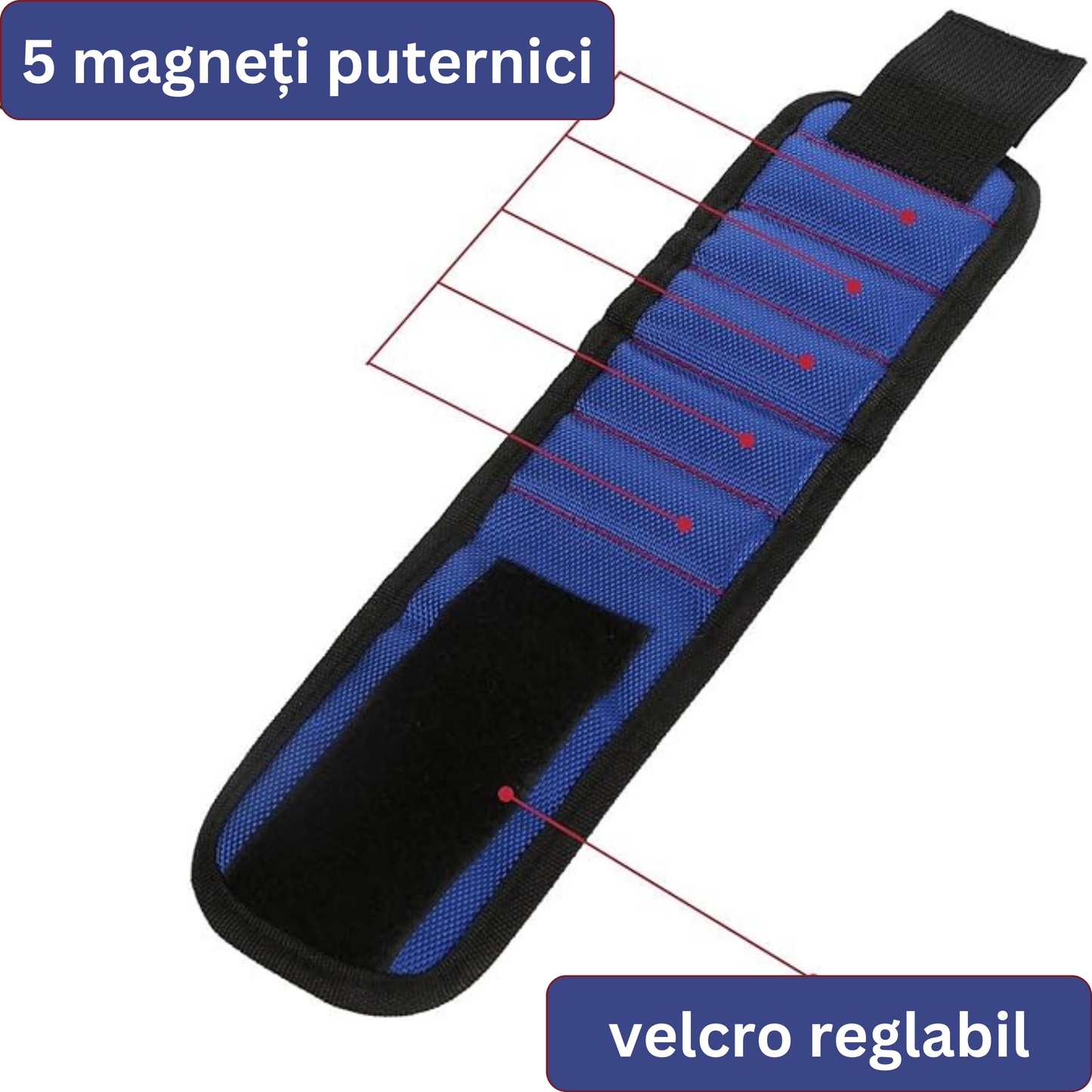 Brățară Magnetică pentru Scule APF® – Suport Șuruburi, Cuie, Biți de Găurit, Prindere Reglabilă
