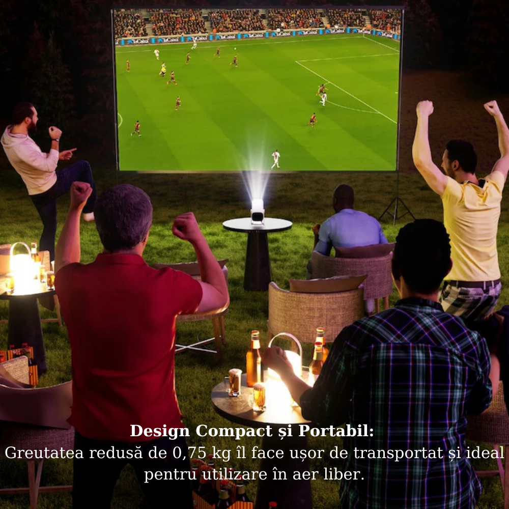 Proiector Portabil APF® HY300 PRO HD, Android 11, Wifi6, 4K, 1280x720P, 280 ANSI Lumeni – Home Theatre Compact și Versatil