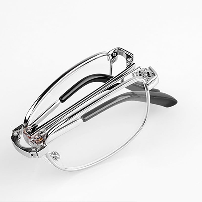 Ochelari Pliabili de Lectură Anti-Lumină Albastră, Argintiu, Unisex, Metalici, +1.0 până la +4.0, Cu Cutie de Protecție