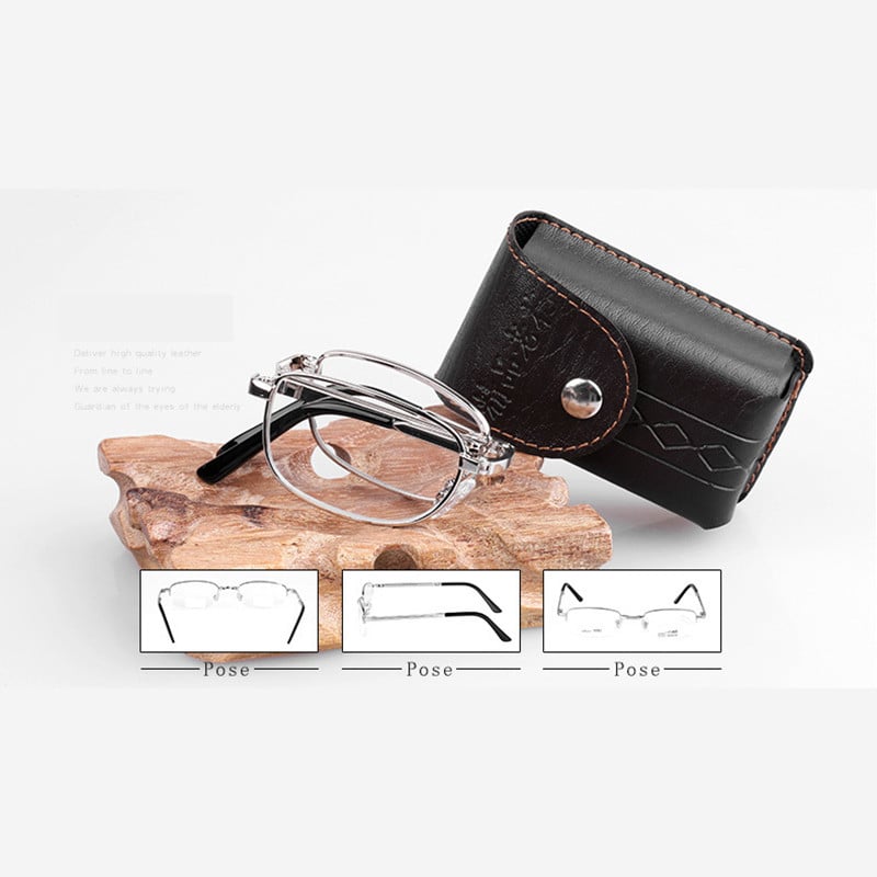 Ochelari Pliabili de Lectură Anti-Lumină Albastră, Auriu, Unisex, Metalici, +1.0 până la +4.0, Cu Cutie de Protecție (Copy)