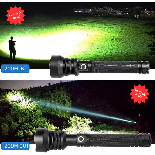 Lanternă LED Tactică 2000LM, USB, Zoom, Rezistenta la Apă