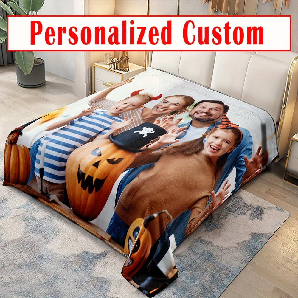 Pătură Personalizată din Flanel cu Foto și Text - Reversibilă și Lavabilă