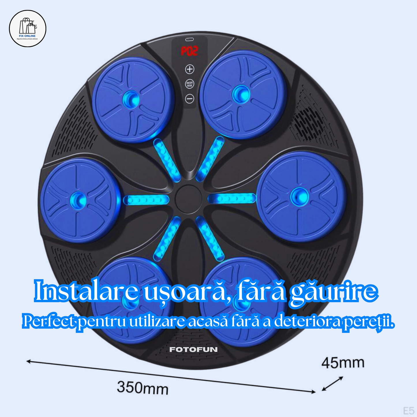 Aparat Smart de Box FOTOFUN® cu Bluetooth, Lumini RGB, Mănuși Negre și Fixare Velcro