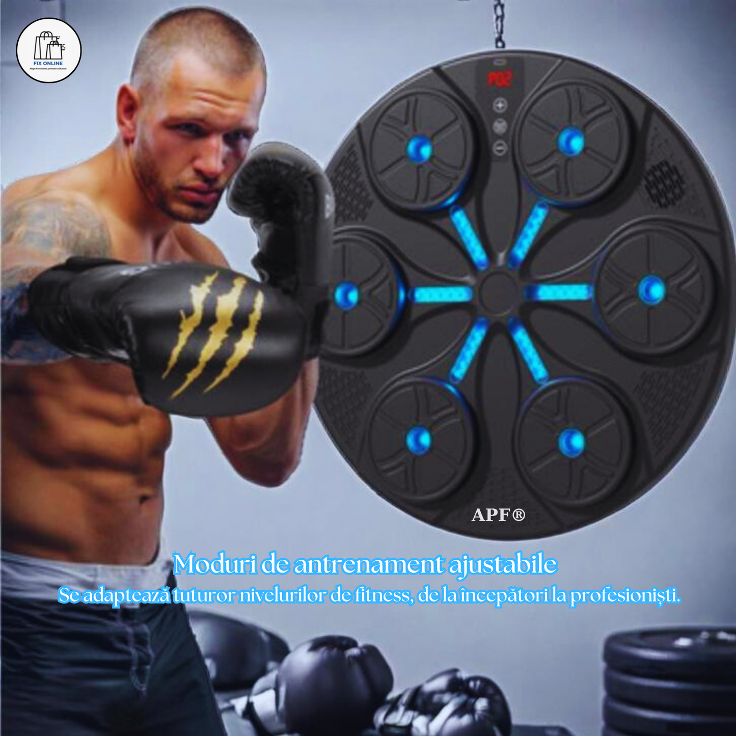 Aparat Smart de Box FOTOFUN® cu Bluetooth, Lumini RGB, Mănuși Negre și Fixare Velcro