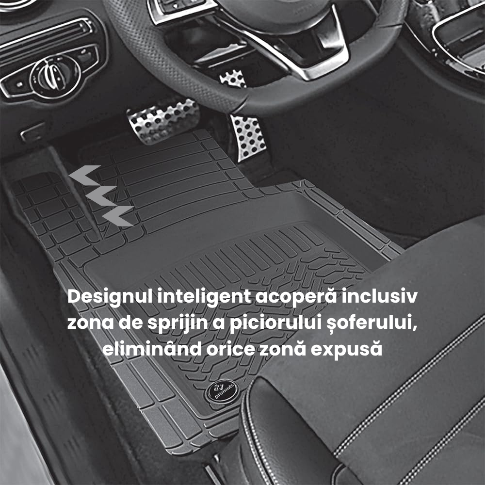 Covorașe Auto Cauciuc 4D Tăviță Promats®, Set 4 Buc