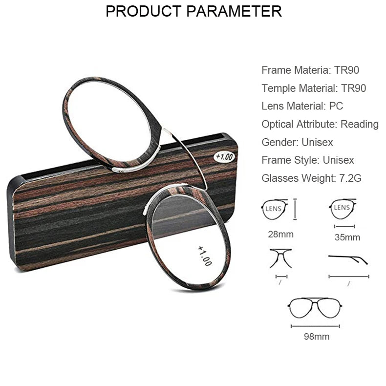 Ochelari de Citit Portabili Fără Brațe Nose Clip TR90 - Ultralight cu Husă, Dioptrii +1.0 la +3.0