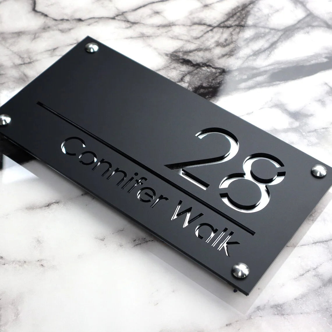 Placă Număr Casă Personalizat APF® – 3D Acrilic, Exterior, Stradal, Laser Cut cu LOGO Personalizat