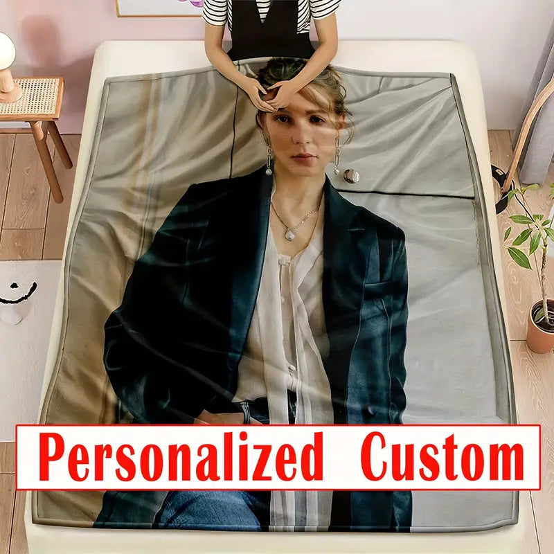 Pătură Personalizată din Flanel cu Foto și Text - Reversibilă și Lavabilă