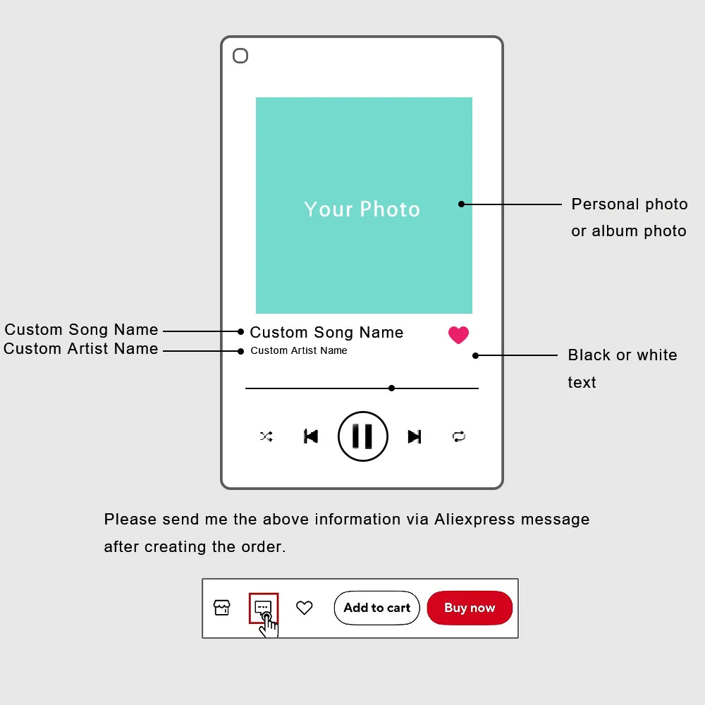 Breloc Personalizat Spotify Acrylic Music Plaque cu Proiecție Foto și Cântec - Cadou pentru El și Ea