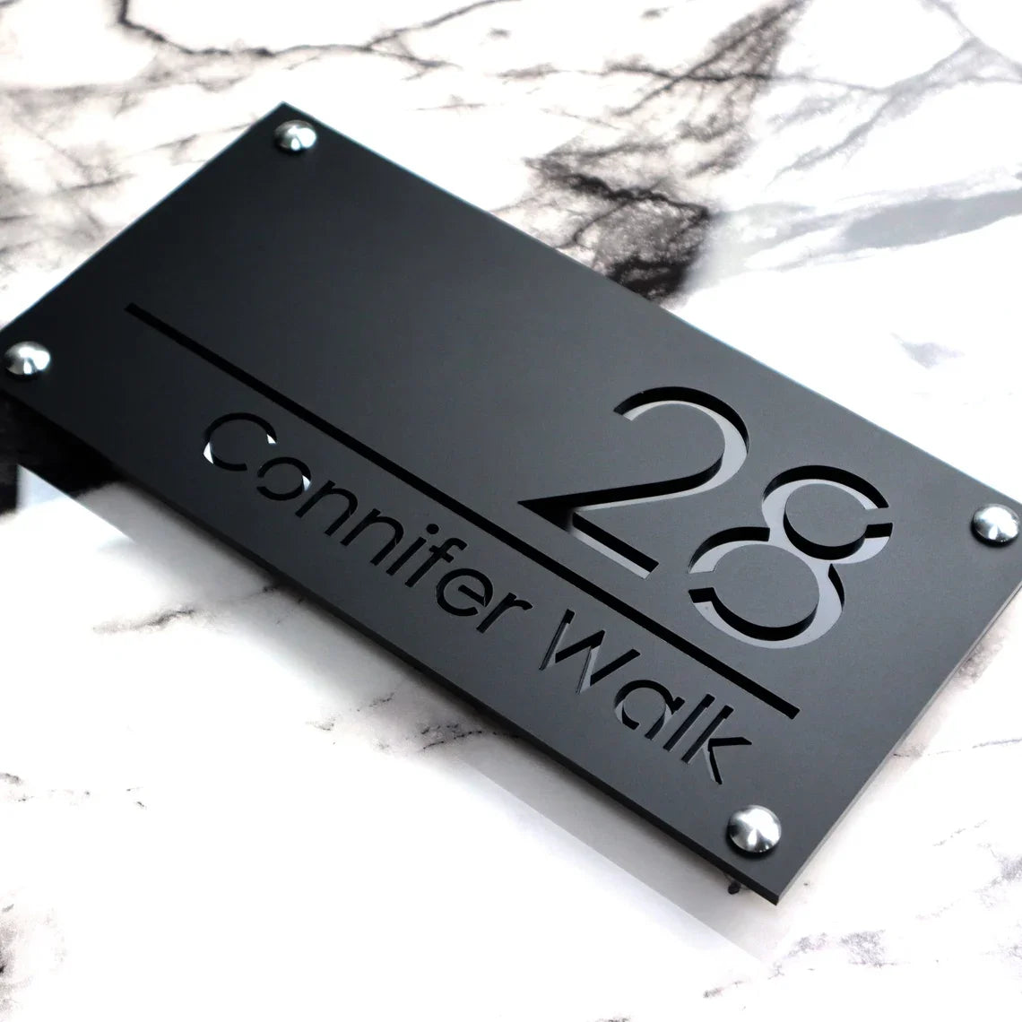 Placă Număr Casă Personalizat APF® – 3D Acrilic, Exterior, Stradal, Laser Cut cu LOGO Personalizat