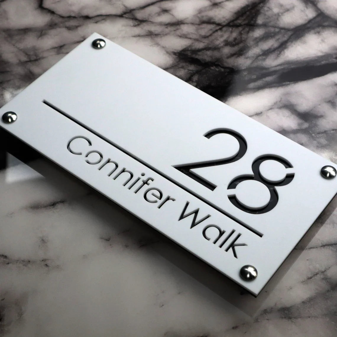 Placă Număr Casă Personalizat APF® – 3D Acrilic, Exterior, Stradal, Laser Cut cu LOGO Personalizat