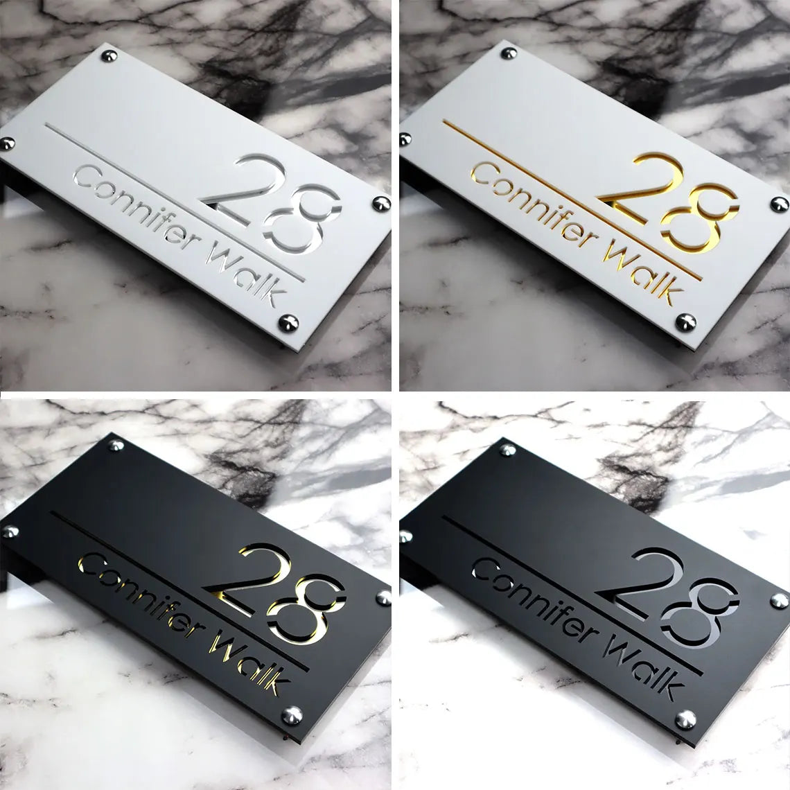 Placă Număr Casă Personalizat APF® – 3D Acrilic, Exterior, Stradal, Laser Cut cu LOGO Personalizat