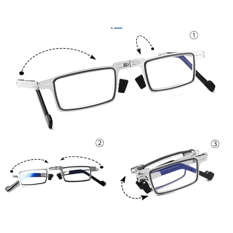 Ochelari de Citit Pliabili - Anti-Lumină Albastră, Metalici, Ultra Ușori