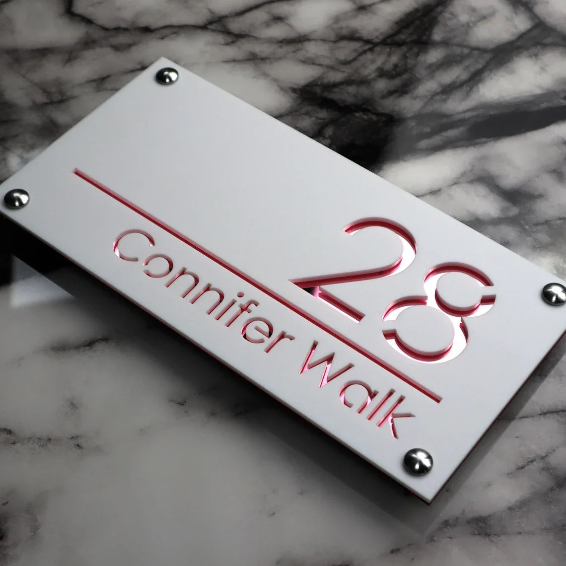 Placă Număr Casă Personalizat APF® – 3D Acrilic, Exterior, Stradal, Laser Cut cu LOGO Personalizat