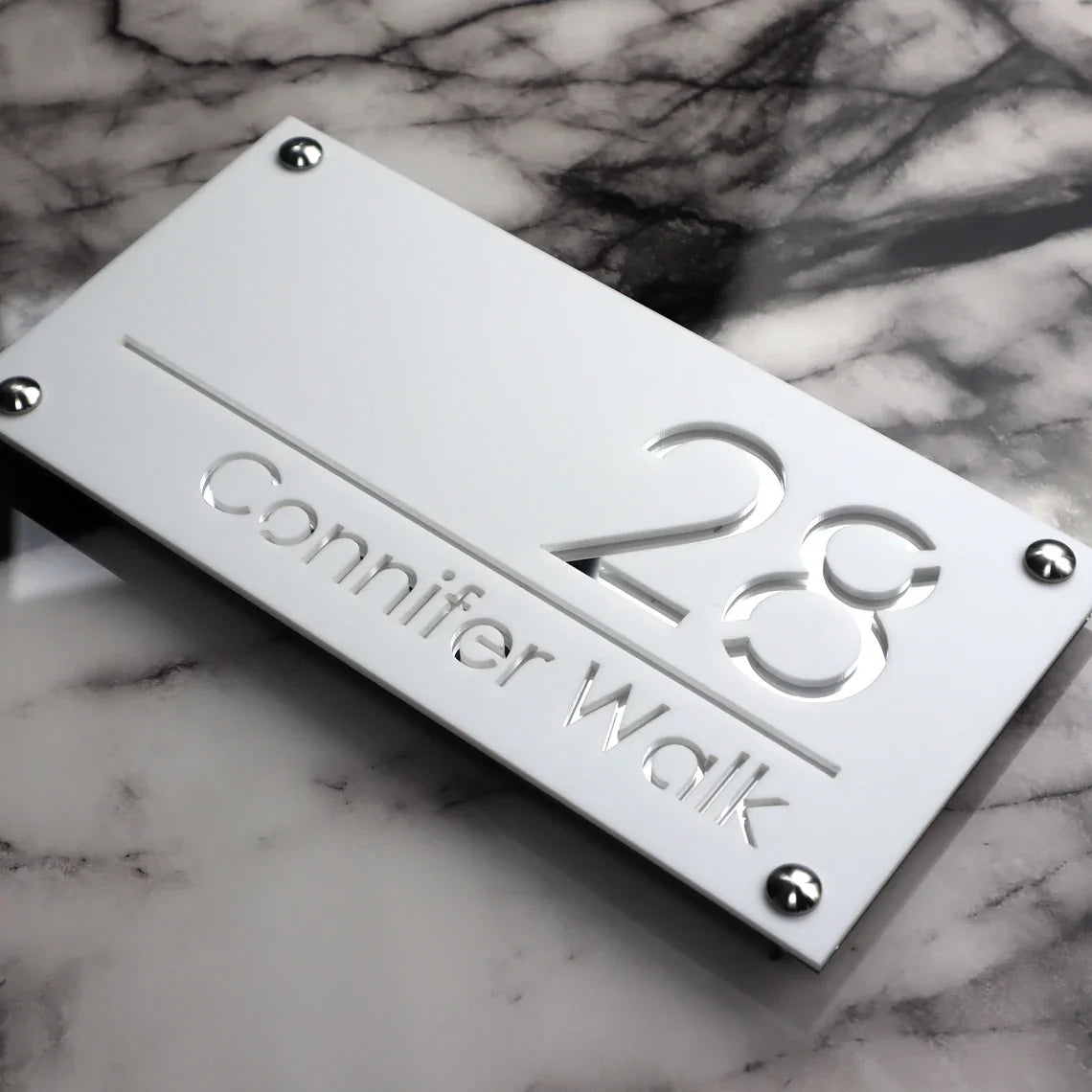 Placă Număr Casă Personalizat APF® – 3D Acrilic, Exterior, Stradal, Laser Cut cu LOGO Personalizat
