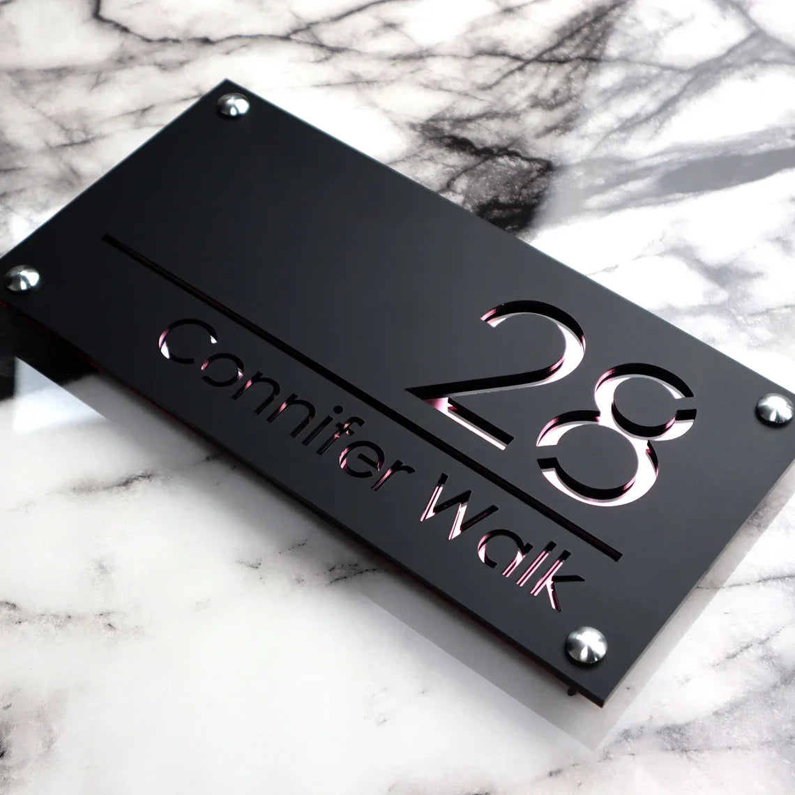 Placă Număr Casă Personalizat APF® – 3D Acrilic, Exterior, Stradal, Laser Cut cu LOGO Personalizat