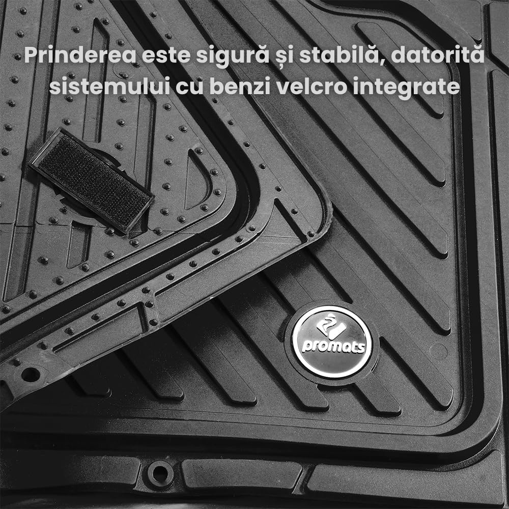 Covorașe Auto Cauciuc 4D Tăviță Promats®, Set 4 Buc