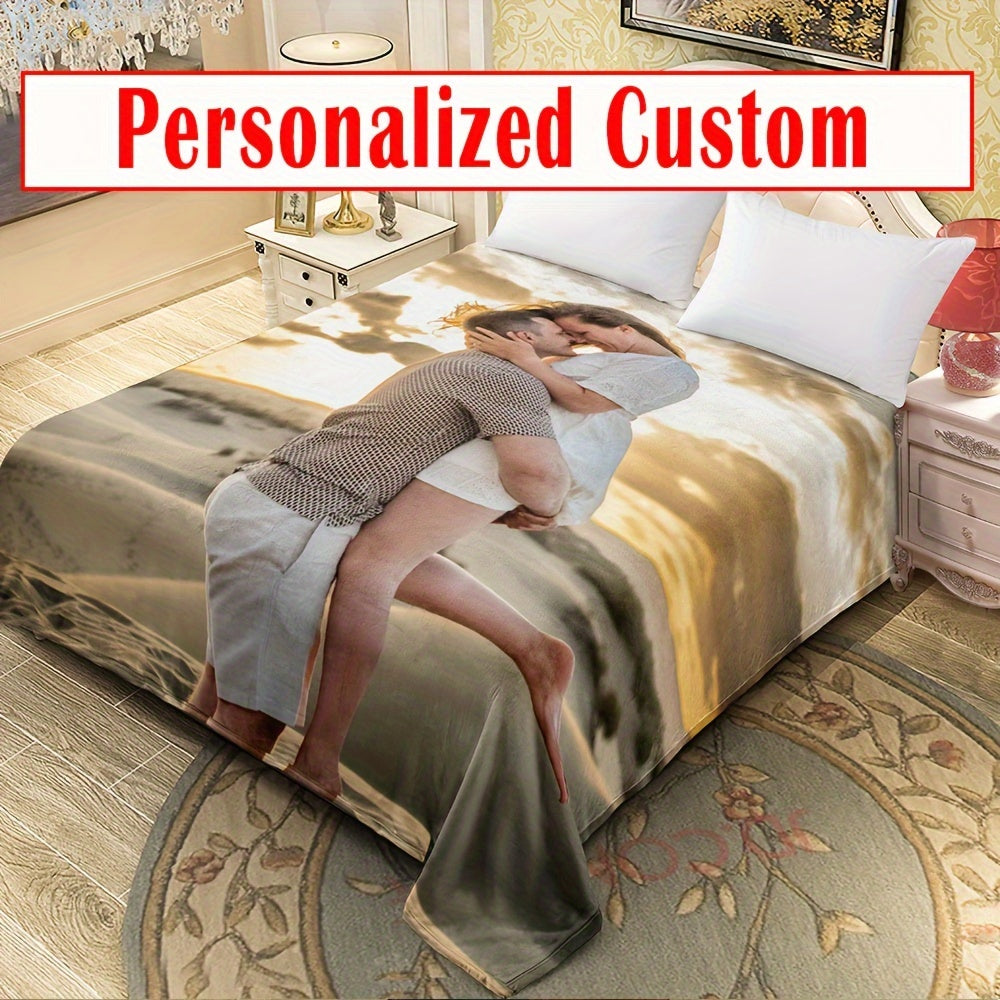 Pătură Personalizată din Flanel cu Foto și Text - Reversibilă și Lavabilă