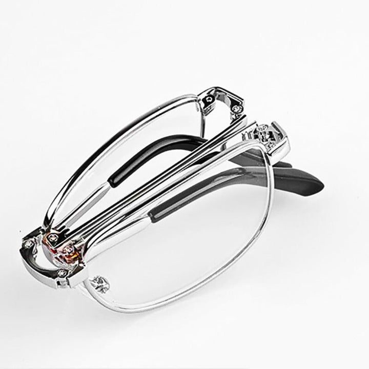 Ochelari Pliabili de Lectură Anti-Lumină Albastră, Argintiu, Unisex, Metalici, +1.0 până la +4.0, Cu Cutie de Protecție