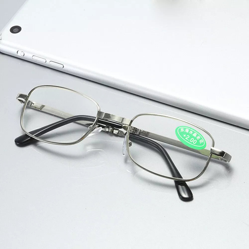 Ochelari Pliabili de Lectură Anti-Lumină Albastră, Auriu, Unisex, Metalici, +1.0 până la +4.0, Cu Cutie de Protecție (Copy)
