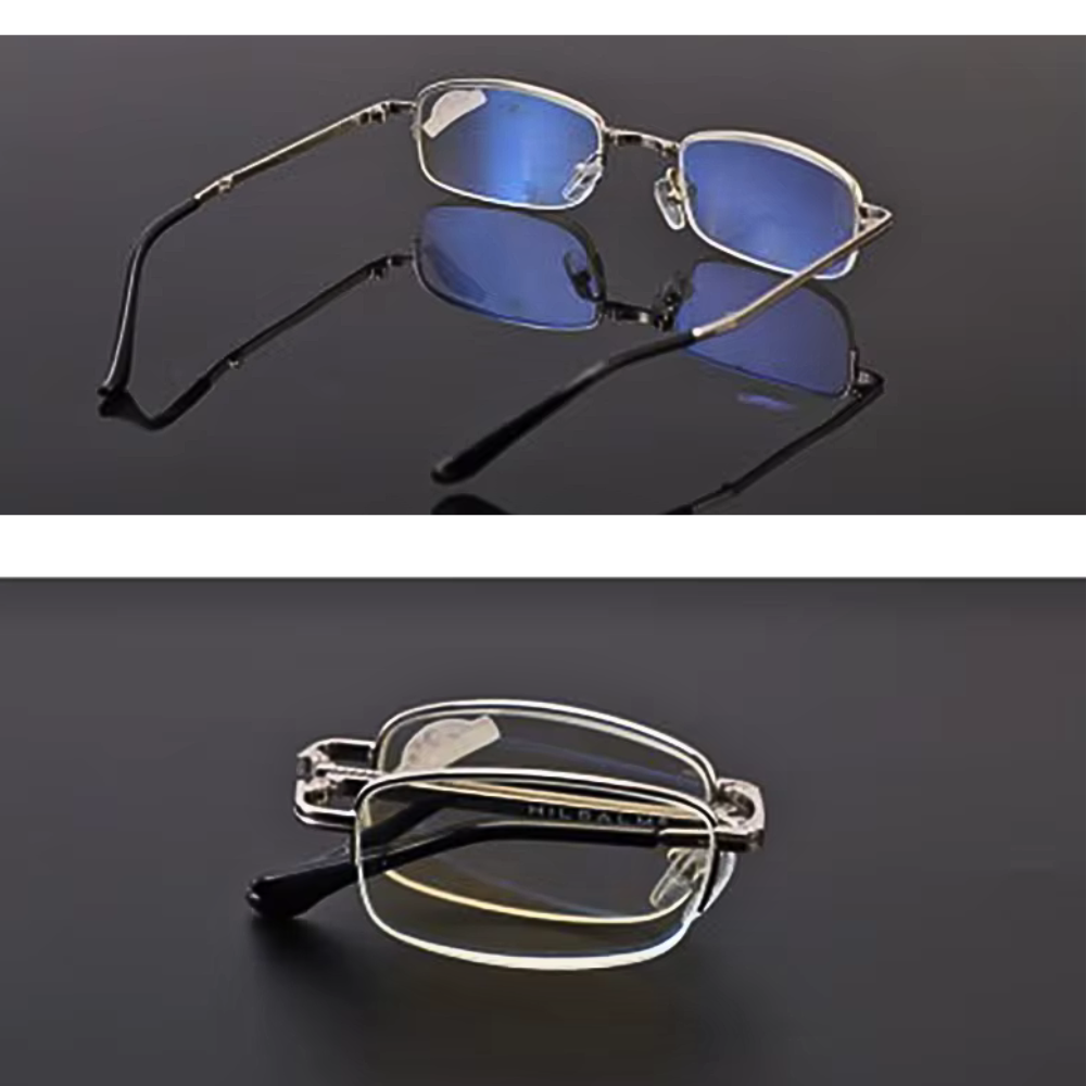 Ochelari Pliabili de Lectură Anti-Lumină Albastră, Argintiu, Unisex, Metalici, +1.0 până la +4.0, Cu Cutie de Protecție