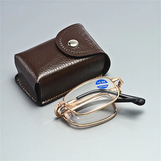 Ochelari Pliabili de Lectură Anti-Lumină Albastră, Auriu, Unisex, Metalici, +1.0 până la +4.0, Cu Cutie de Protecție (Copy)