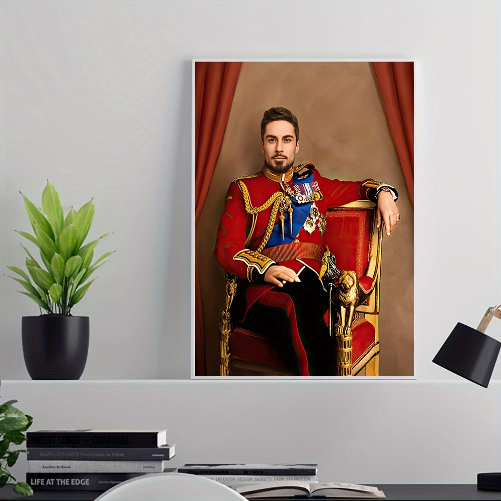 Portret Personalizat Regal pe Pânză - Print Militar, Rege, Cadou pentru Bărbați