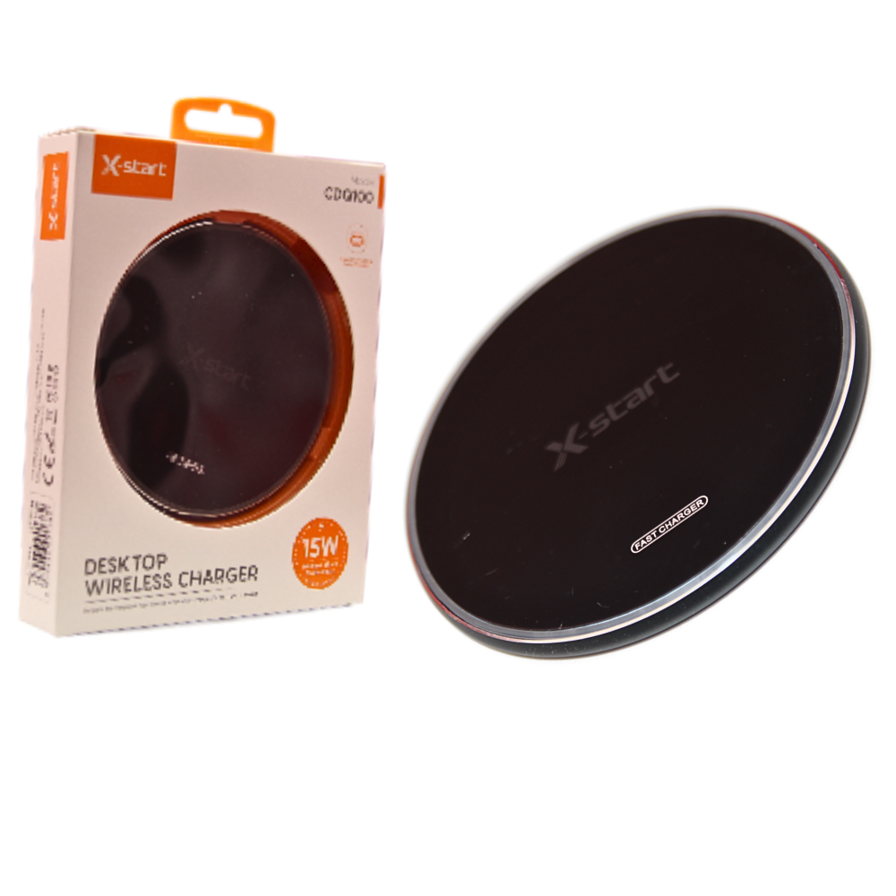 Încărcător Wireless Desktop 15W - Negru, Încărcare Rapidă cu Lumină Colorată