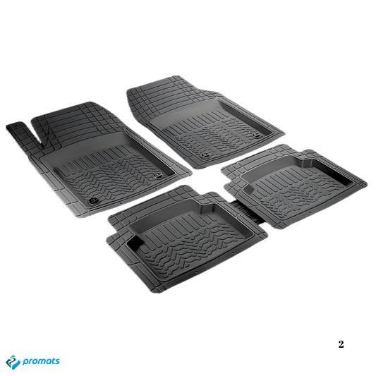 Set 4 covorașe auto cauciuc 4D Promats® cu margini înalte și adâncime 3.5 cm pentru protecție completă interior mașină