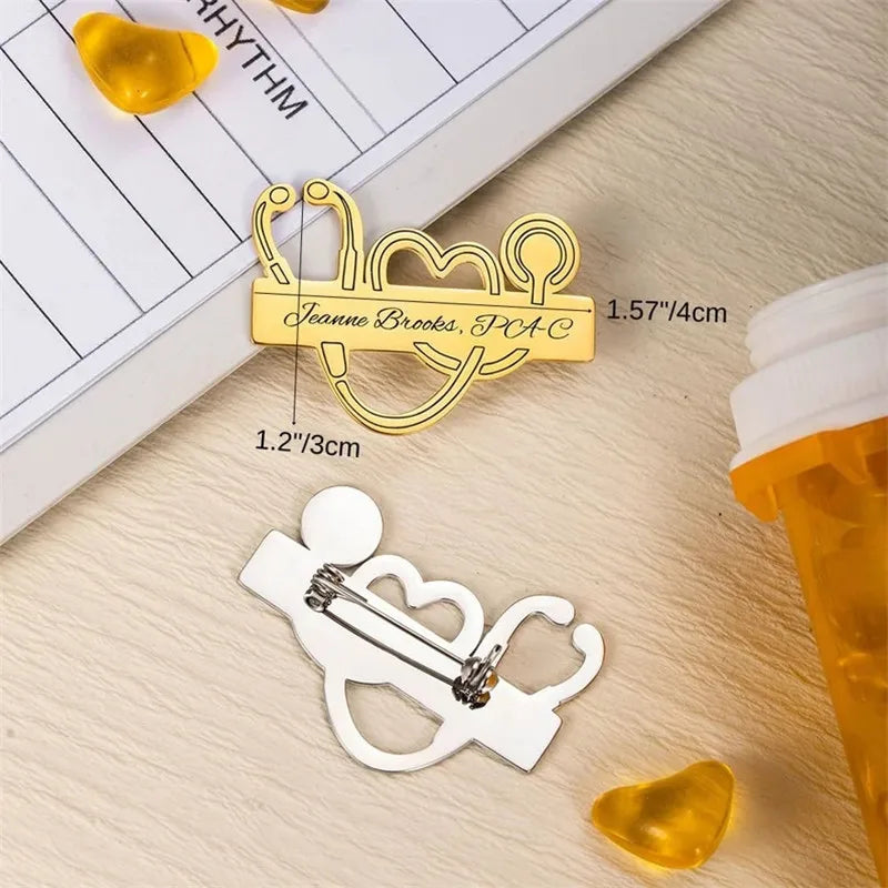 Broșă Personalizată cu Nume și Logo - Pin Medicinal din Oțel Inoxidabil