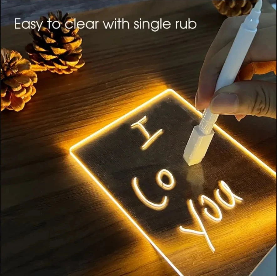 Lampa Note Board LED USB - Tablă de Mesaje Erasabilă, Lumina de Noapte Decorativă, Cadou pentru Copii și Persoane Dragi