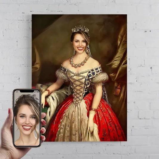 Tablou Personalizat Portret Regal pe Pânză – Cadou Vintage Decorativ