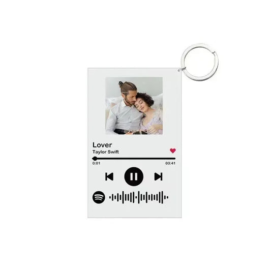 Breloc Personalizat Spotify Acrylic Music Plaque cu Proiecție Foto și Cântec - Cadou pentru El și Ea