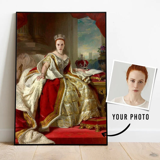 Tablou Personalizat Portret Regal pe Pânză – Cadou Vintage Decorativ