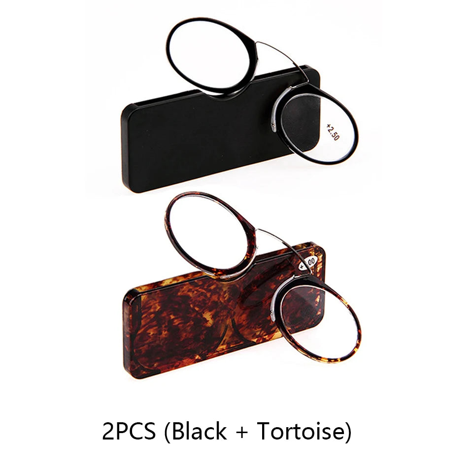 Ochelari de Citit Portabili Fără Brațe Nose Clip TR90 - Ultralight cu Husă, Dioptrii +1.0 la +3.0