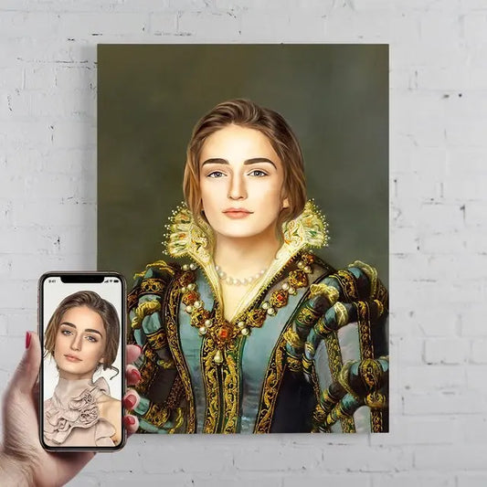 Tablou Personalizat Portret Regal pe Pânză – Cadou Vintage Decorativ