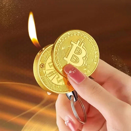 Brichetă Bitcoin Cu Gaz Butan – Design Unic, Cadou Comemorativ, Accesorii Fumători