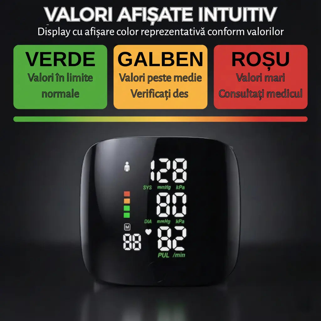 Tensiometru Electronic de Încheietură FOTOFUN culori funcționare